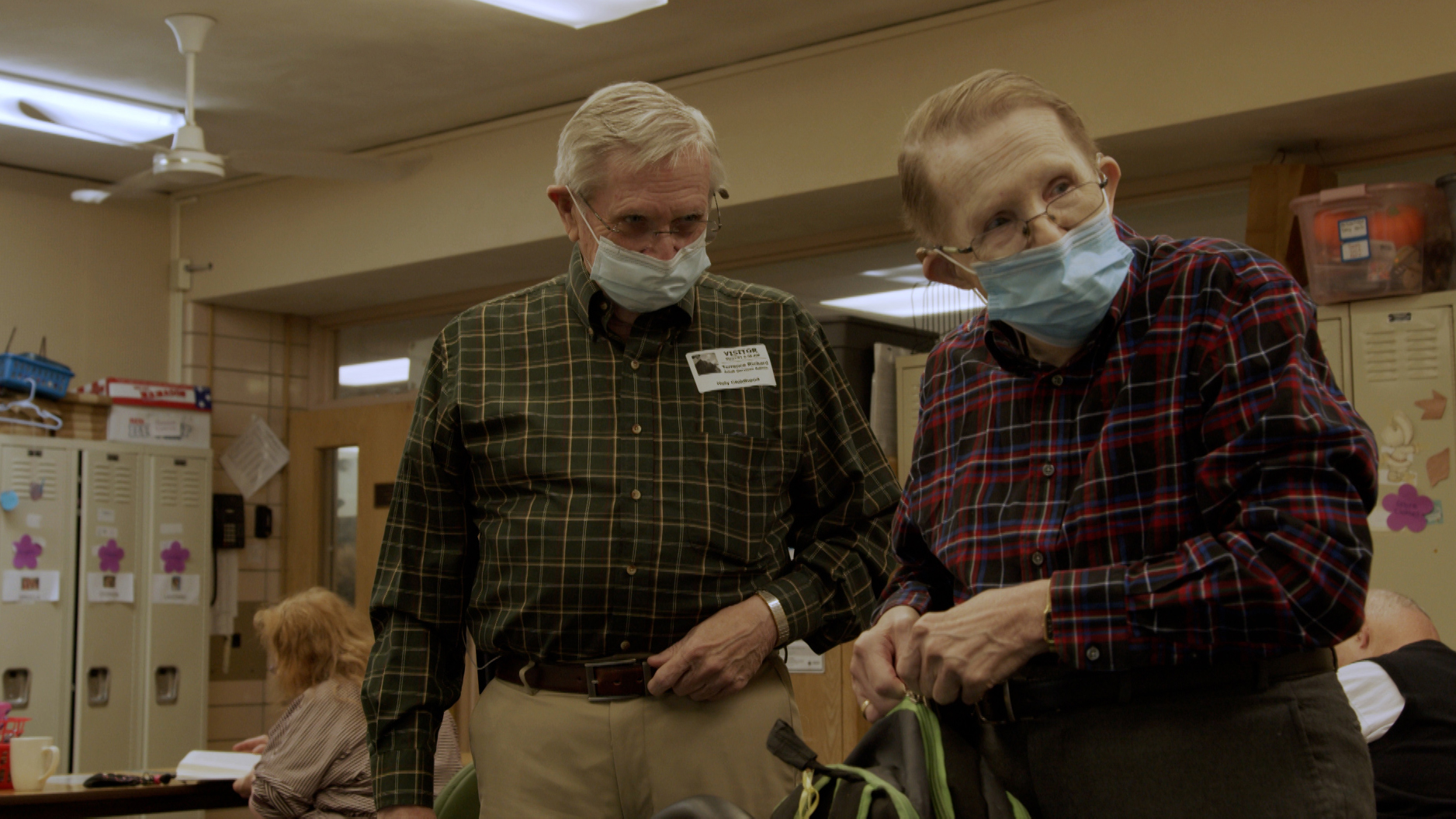 Jim and his brother in the activity room. Credit: WXXI.